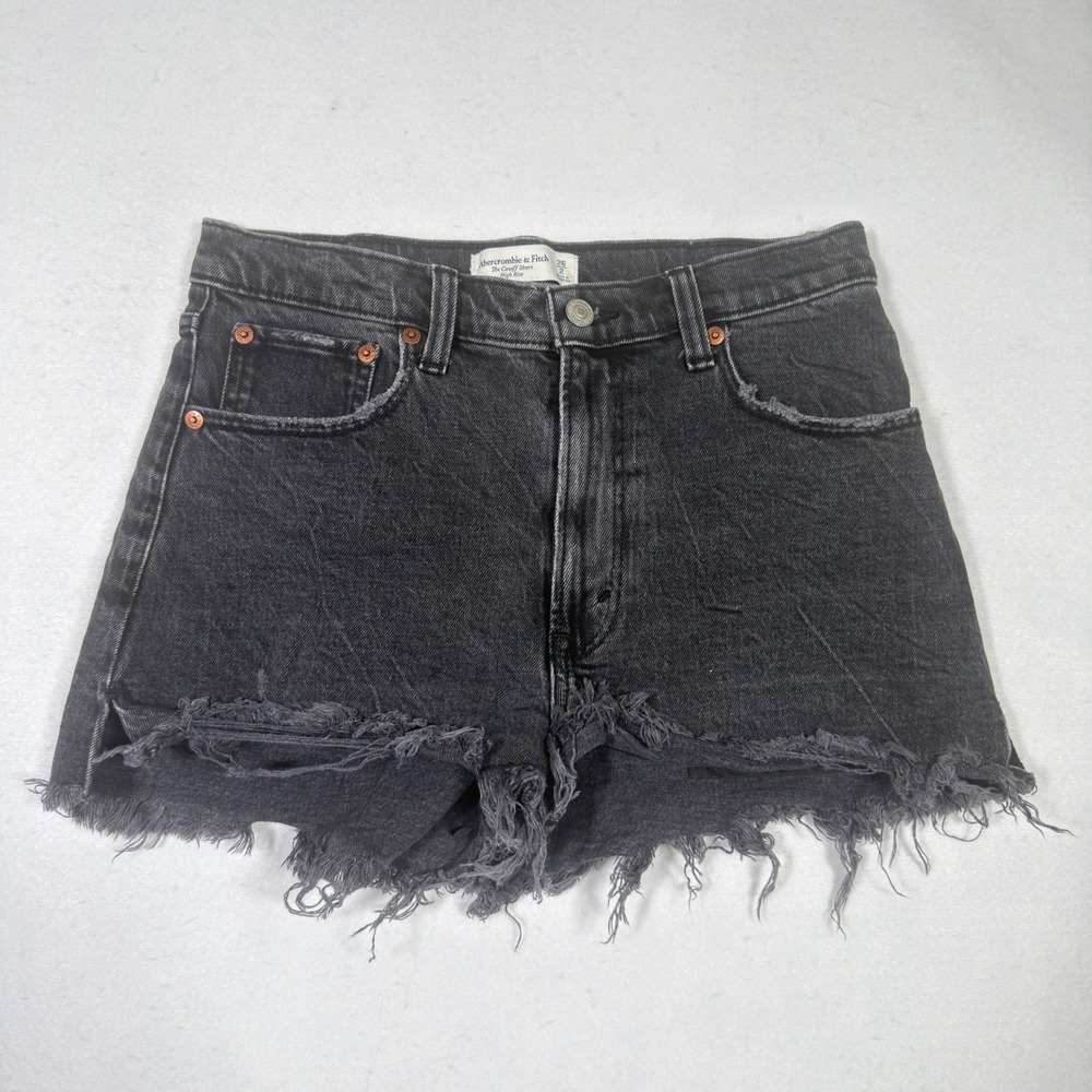 Abercrombie & Fitch The Cutoff Short High Rise Washed Black Denim Shorts 26 2